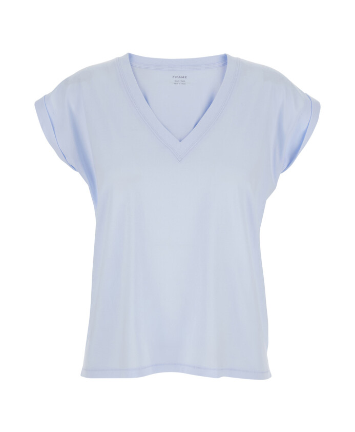 t-shirt-bleu-col-en-v-en-coton-femme