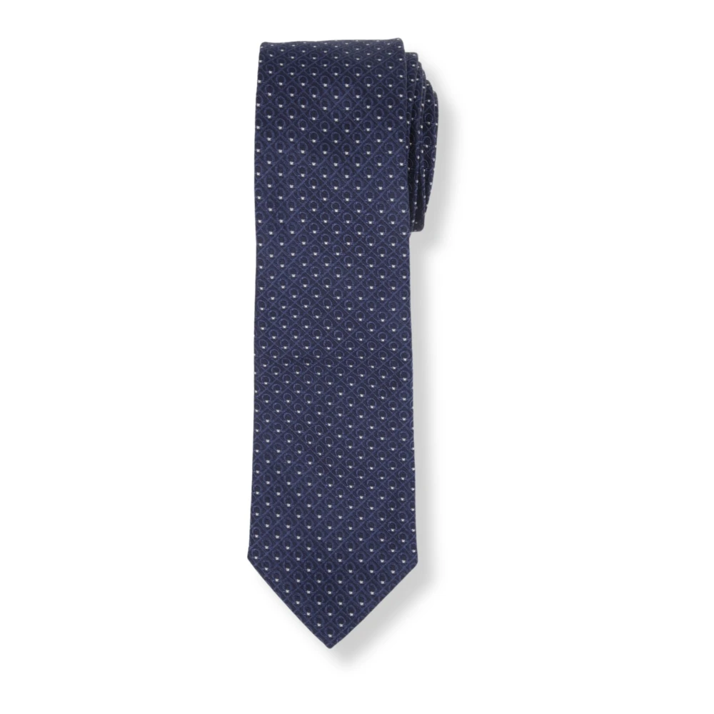 Ferragamo Men's Blue Ties, One Size, Gancini Jacquard Tie