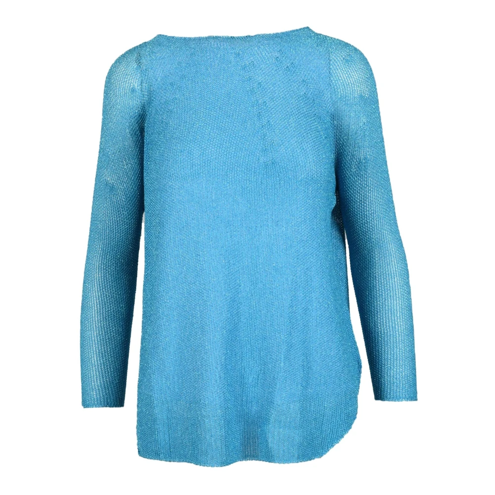 Pink Memories Linnen Katoen Mode Top Blue Dames