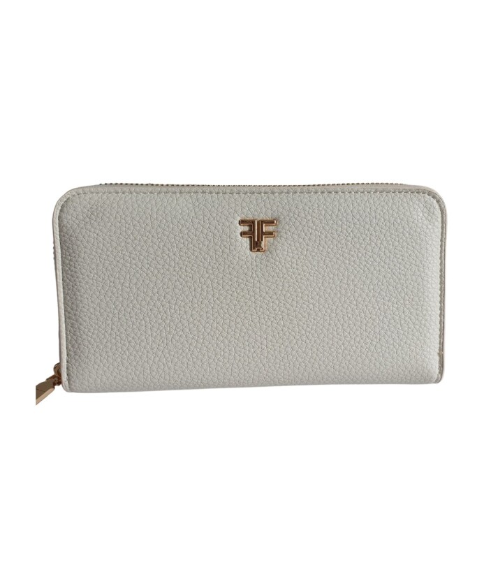 white-eco-leather-zip-around-wallet