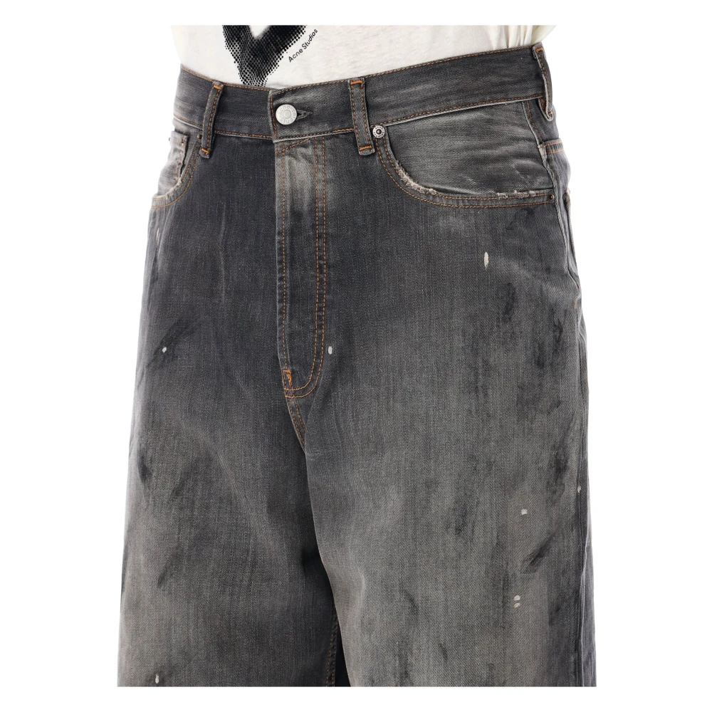 Acne Studios Zwarte Wassing Denim Shorts Losse Pasvorm Black Heren