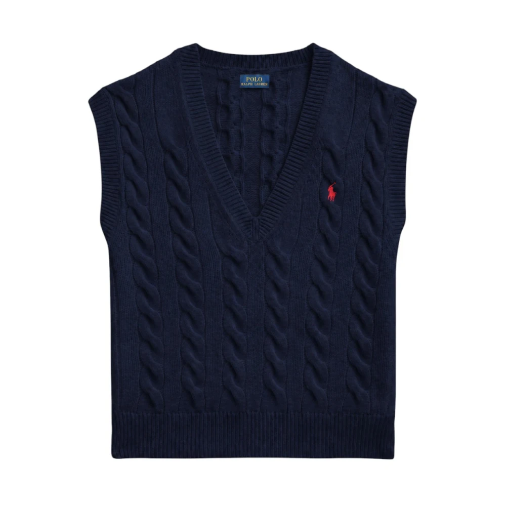POLO RALPH LAUREN | Gilet in maglia di lana e cashmere a trecce blu navy | Donna | S - Immagine 5