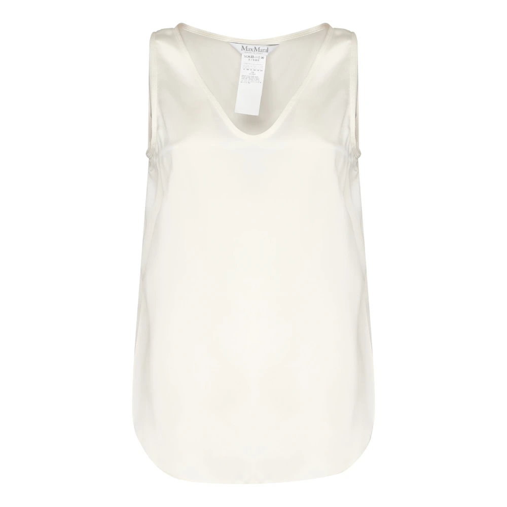 Max Mara Witte Zijden Mouwloze Top met Wijde Halslijn White Dames