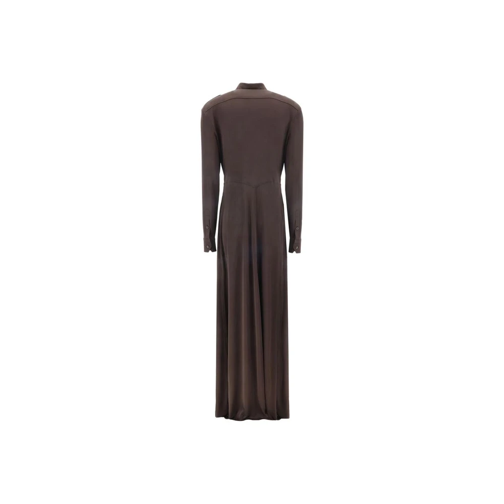 Tom Ford Monochrome Chemisier Jurk met Klassieke Kraag Brown Dames