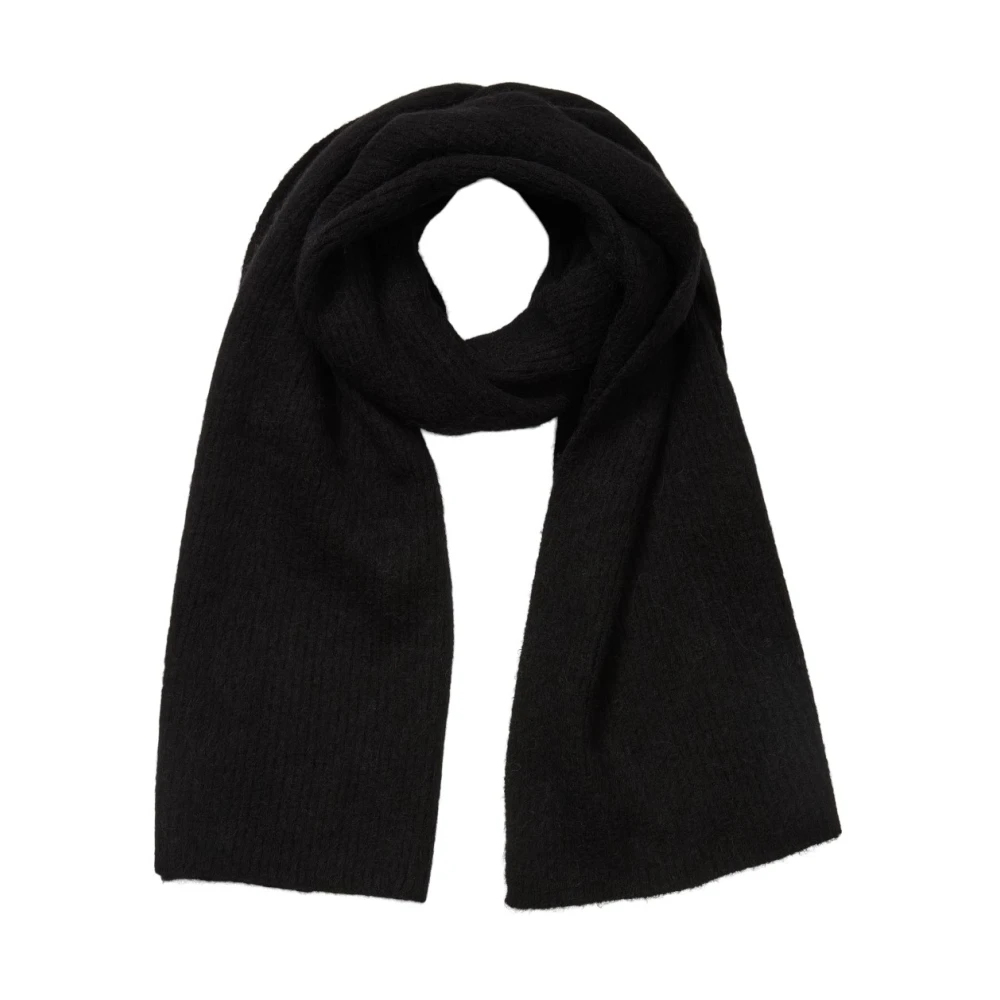 Selected Femme Lang gebreid sjaal van merinowolmix Black Dames