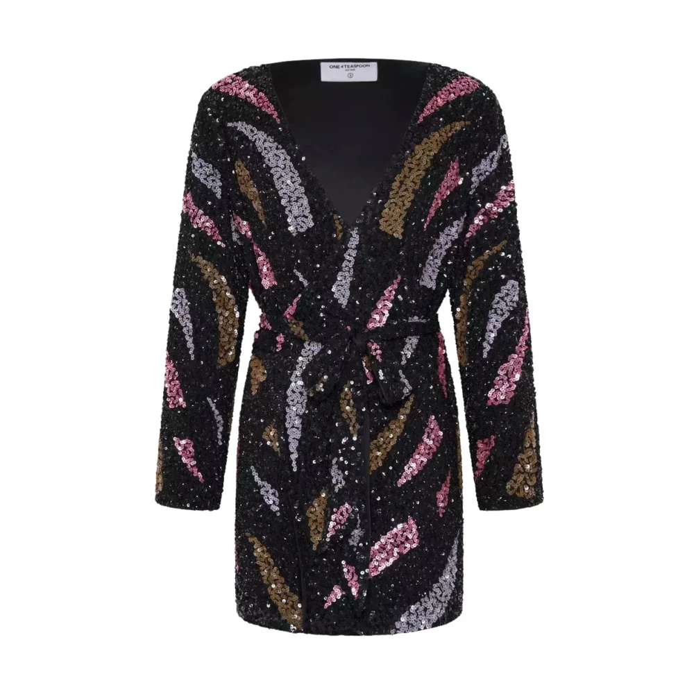 One Teaspoon Paillet Wrap Mini Jurk Delusion Black Dames