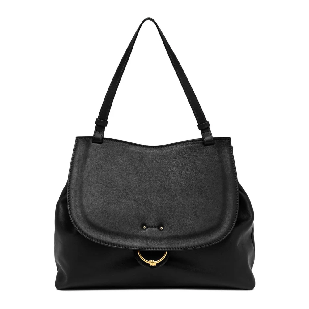 Gianni Chiarini Zwarte leren handtas met iconische ringknoop Black Dames