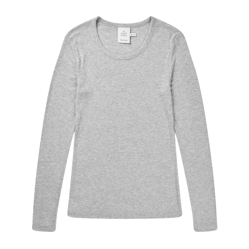 Munthe Women's Gray Cute Top T-Shirt - Long Sleeve T-Shirts - 2XS - Tops