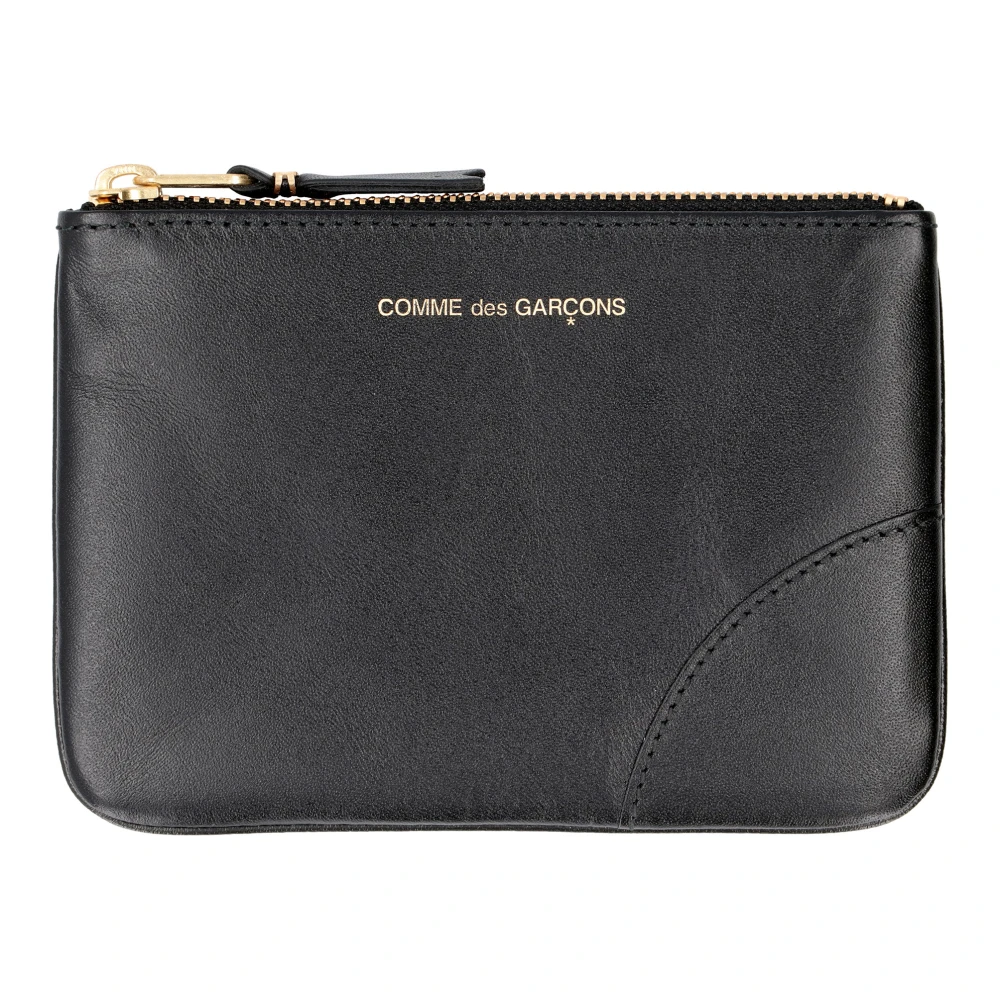 Comme des Garçons Platte leren etui met logodetail Black Unisex