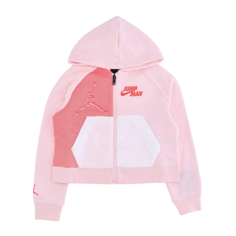 Jordan Rosa Full Zip Hoodie med Jumpman Logo Pink, Flicka