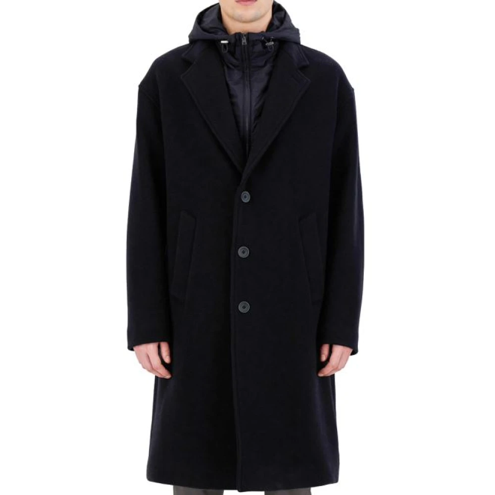 Herno Zwarte jas met afneembare borstharnas Black Heren