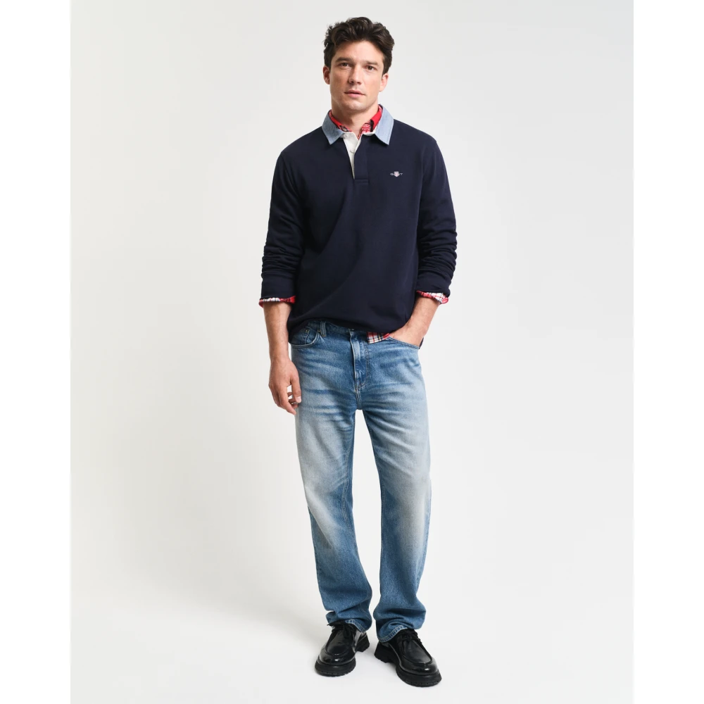 Gant Grafische Twill Kraag Rugger Shirt Blue Heren
