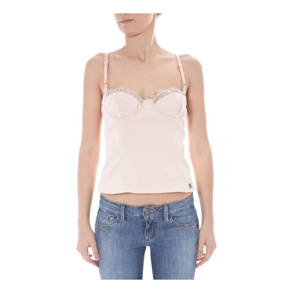 John Galliano Roze Kant Inzet Top met Verstelbare Bandjes Pink Dames