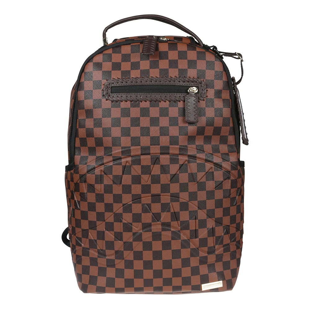 Sprayground Geëmbosseerde Check Rugzak Brown Heren