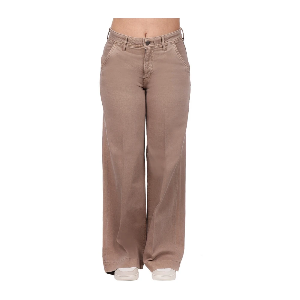 Guess Women's Brown Wide Trousers, W26, Zoya Jeans