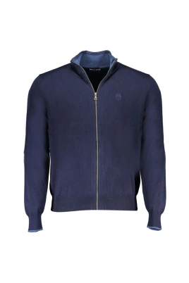 Blå Bomullsweaterjacka Broderad Logotyp
