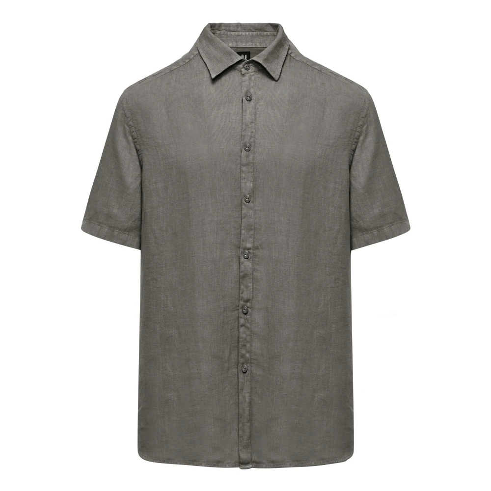 Bomboogie Uomo Grigio - Camicia A Maniche Corte In Lino - Shirts - M