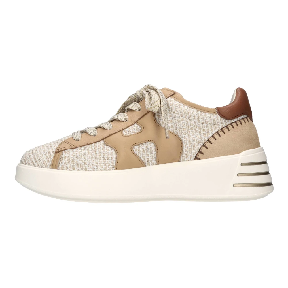 Hogan Leren en Stoffen Sneakers Dames Schoenen Beige