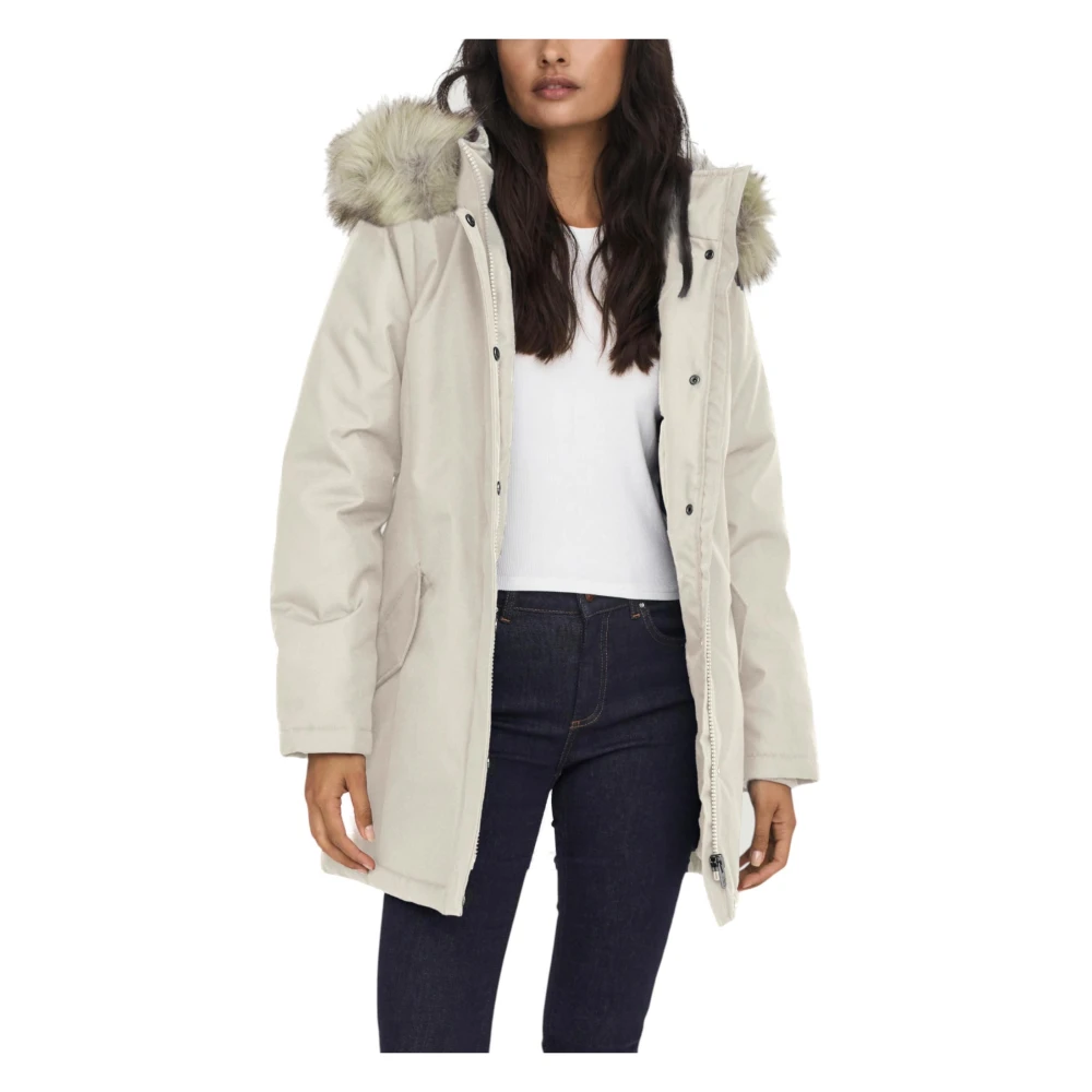 Only Women's Beige Long Parka Jacket - Parkas - Xl - Coats