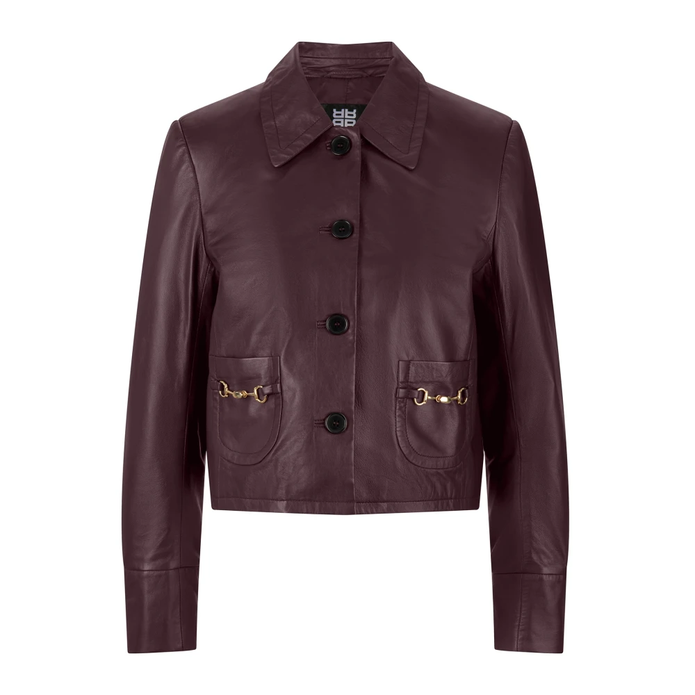 Riani Brown Leather Jackets, Female, Xl, Oversize Blazer