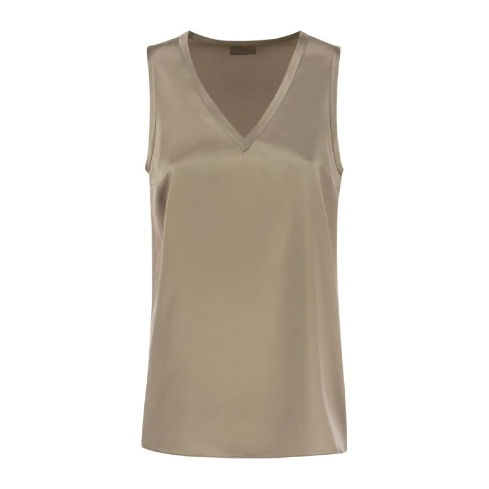 BRUNELLO CUCINELLI Zijden V-hals Mouwloze Top Beige Dames
