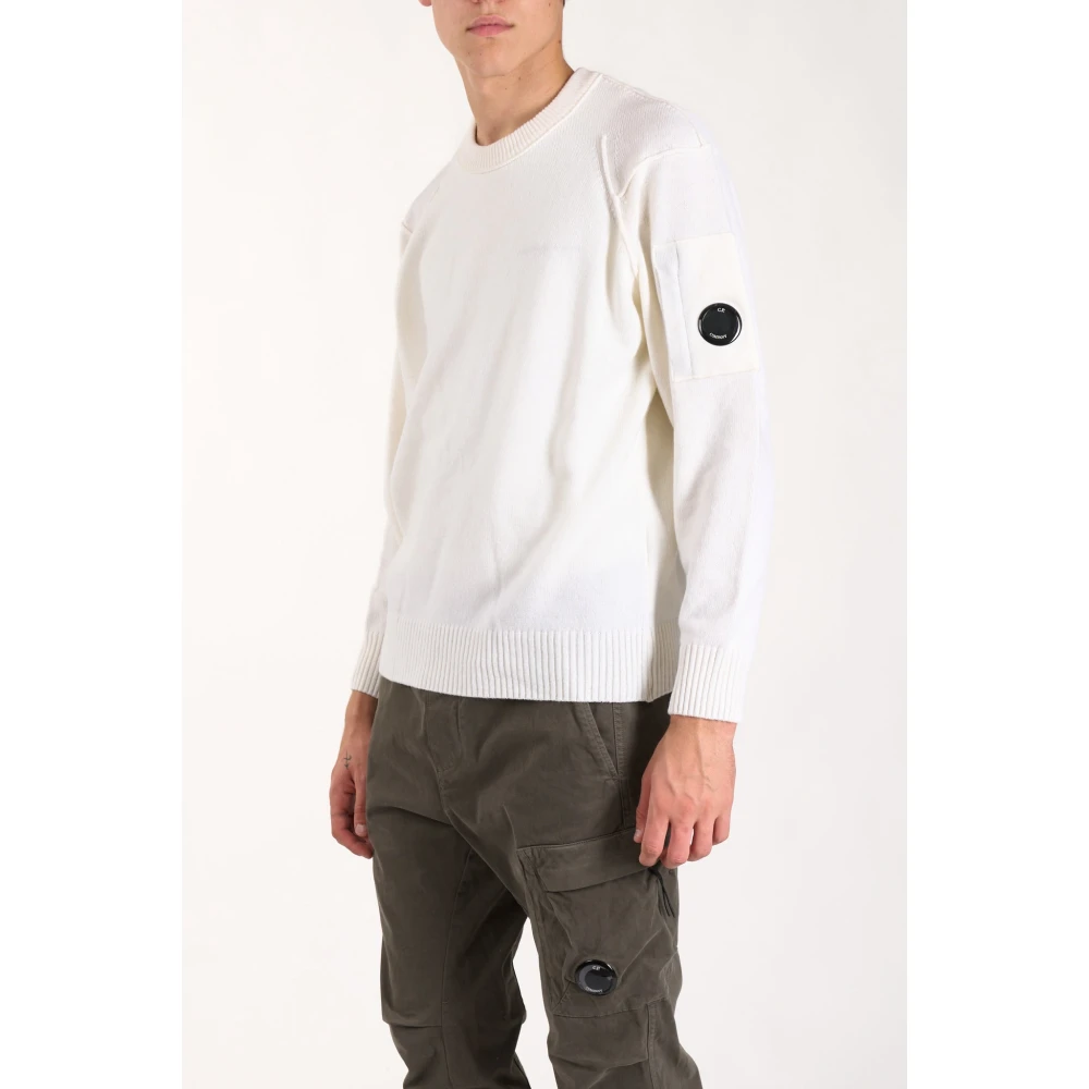 C.P. Company Wollen Trui met Ribdetails White Heren