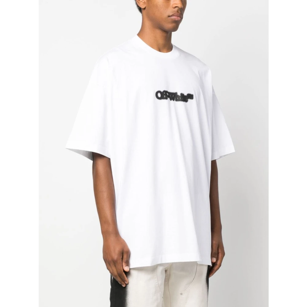 Off White Logo-Print Katoenen T-Shirt White Heren