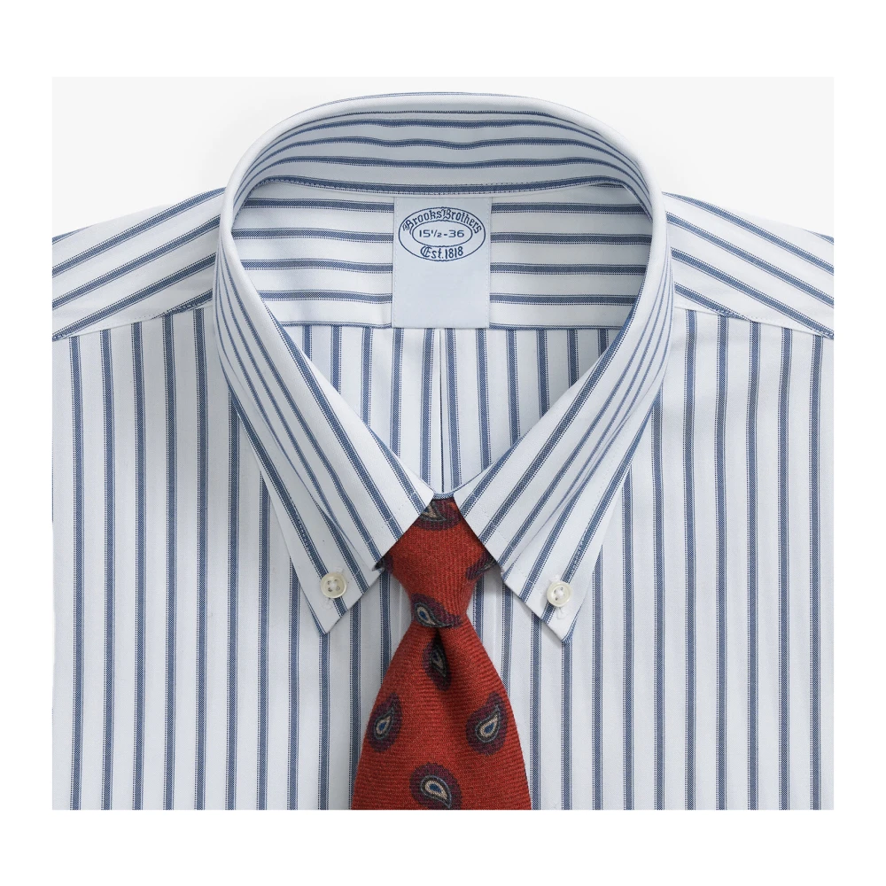 Brooks Brothers Gestreept Slim Fit Overhemd van Katoen met Knoop-Down Kraag Blue Heren