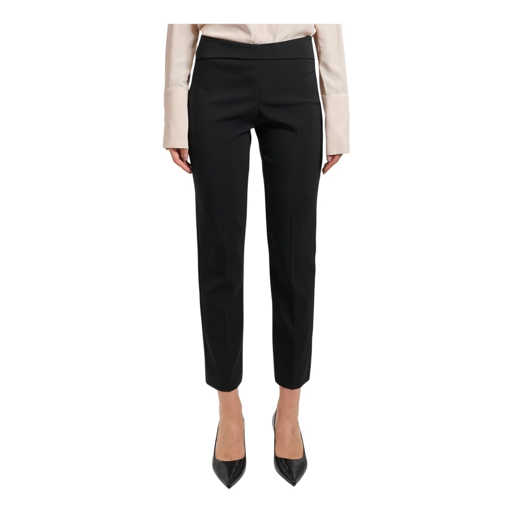 Patrizia Pepe Femme Noir Pantalons, Taille: 42 Fr Pantalon Cigarette En Crêpe Stretch
