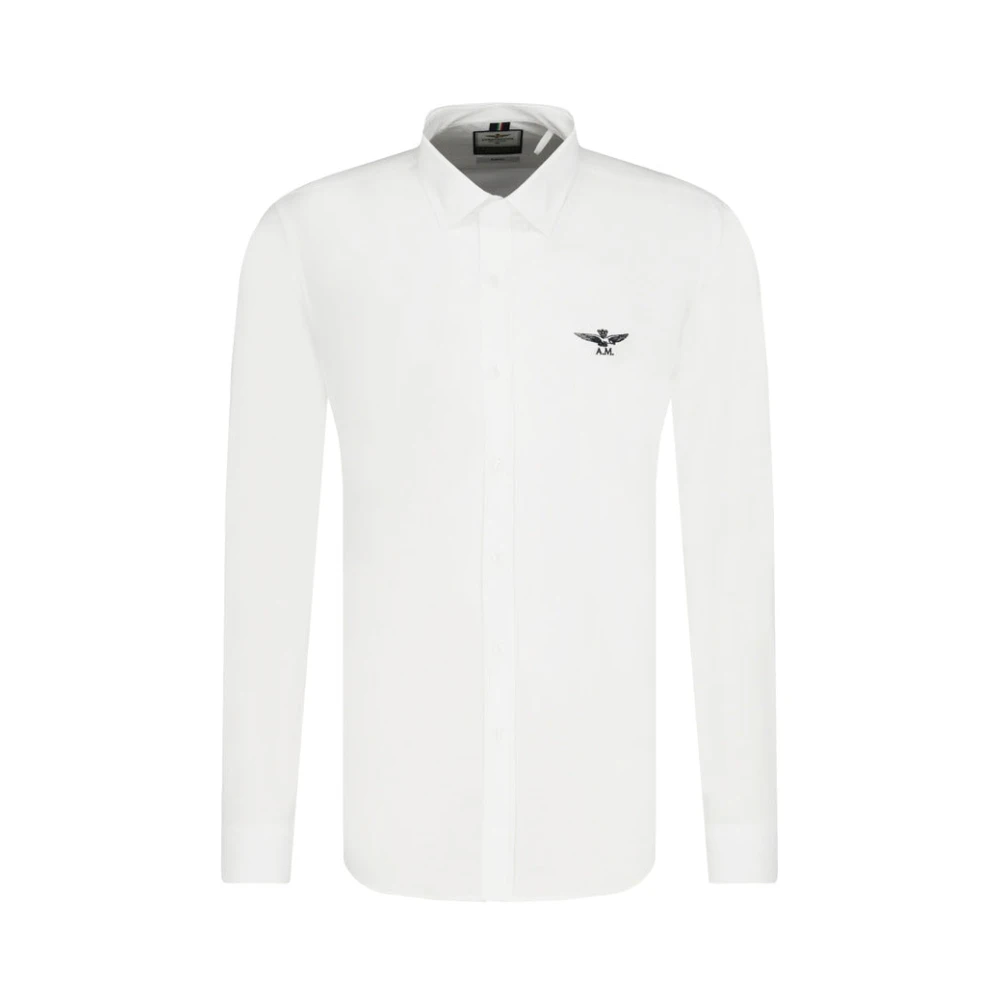 Aeronautica militare Wit Katoenen Overhemd met Adelaar Logo White Heren