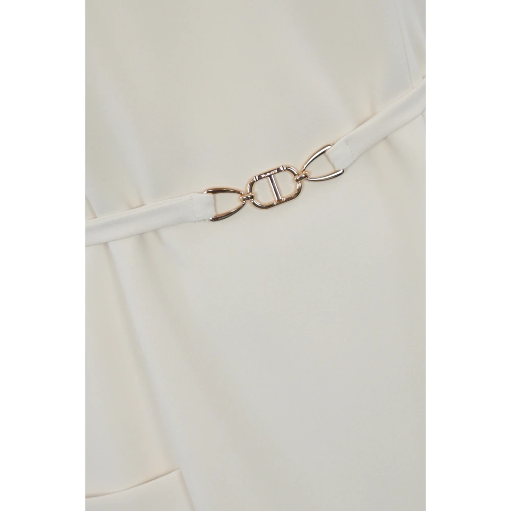 Twinset Mouwloze Crepe Jurk met Riem White Dames