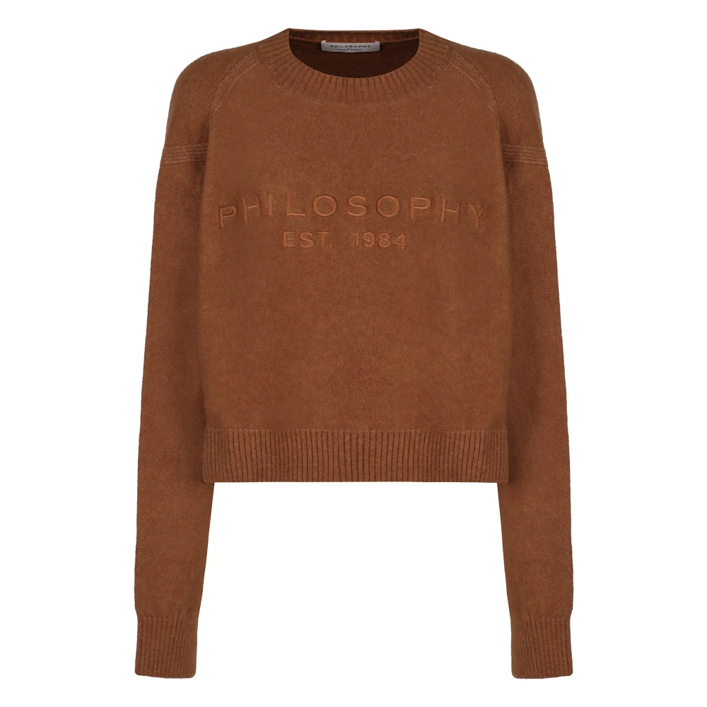 Philosophy di Lorenzo Serafini Geribbelde crew-neck sweater in wolmix Brown Dames