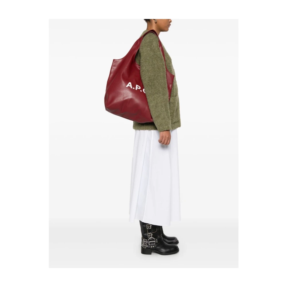A.p.c. Bordeaux Ninon Handtas met Logo Print Red Dames