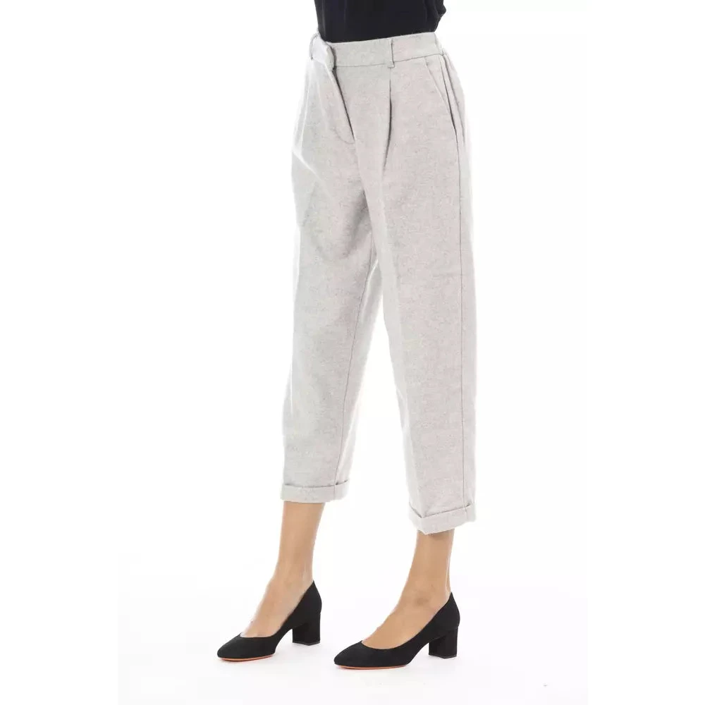 Alpha Studio Grijze Wollen Jeans & Broek Gray Dames