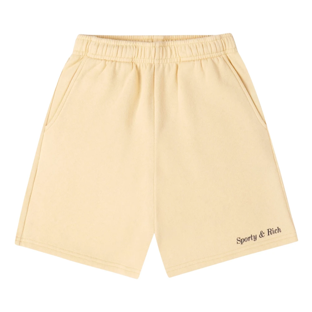Sporty & Rich Yellow Classic Logo Gym Shorts - Unisex - Shorts - 4 Y - Kids
