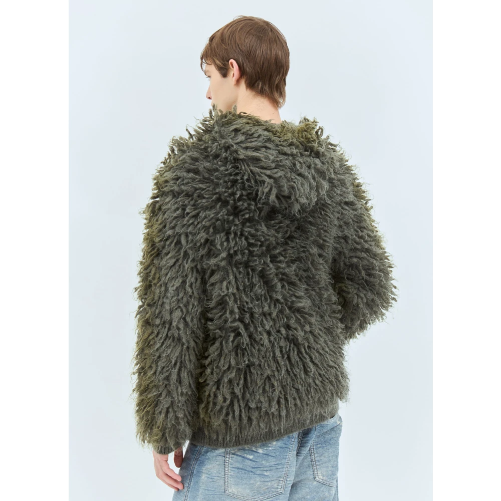 Diesel Hoodie jack in shaggy knit Gray Heren