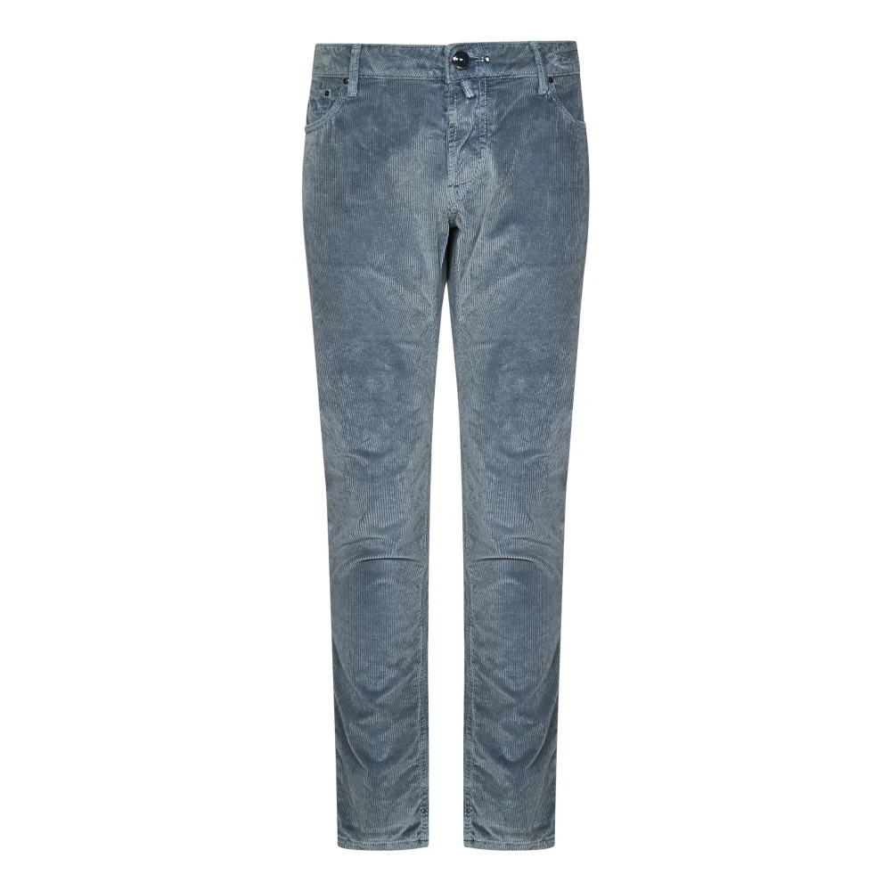 Hand Picked Heldere Blauwe Corduroy Slim-Fit Broek Blue Heren
