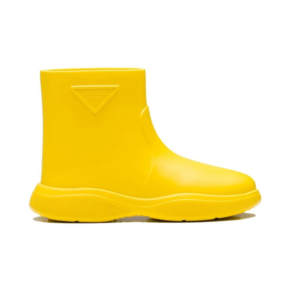 Prada Damen Gelb Logo Gummistiefel