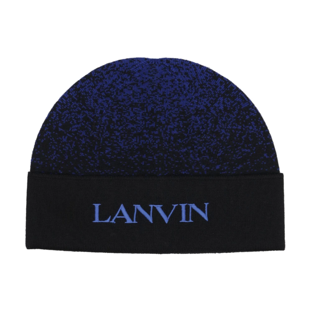 Lanvin Blauwe Wollen Hoed met Geborduurd Logo Blue Dames