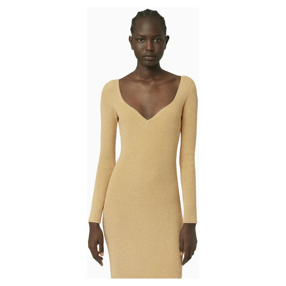 Nina Ricci Gouden Heart Neckline Open-Back Jurk Yellow Dames