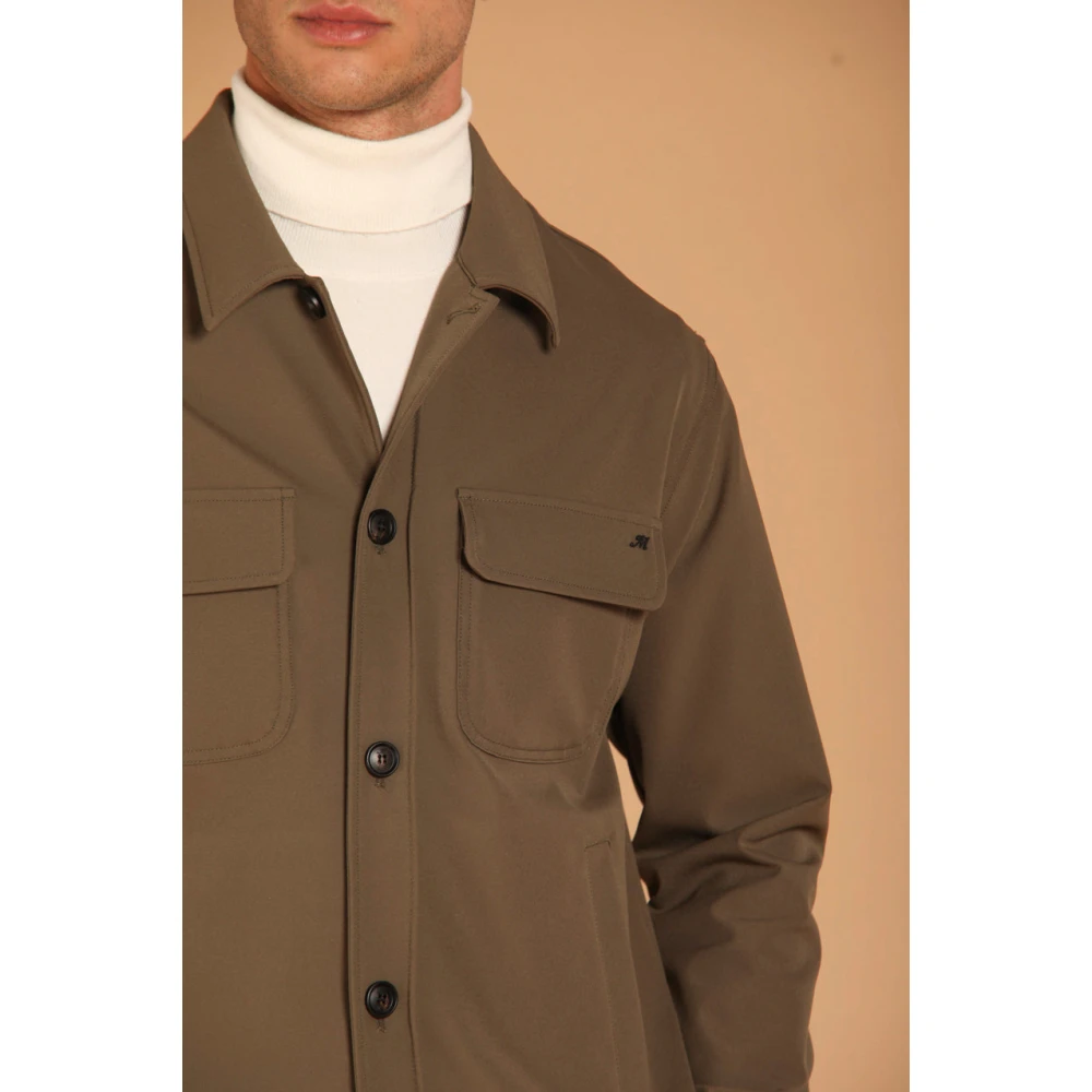 Mason's Dynamische Slim Fit Overshirt Beige Blauw Beige Heren