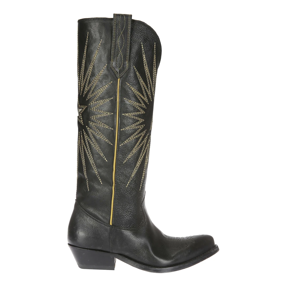 Golden Goose Vrouw Zwart Schoenen Dames, 40 Eu, Leer, Wish Star Hoge Laarzen