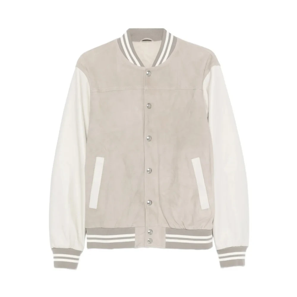 Eleventy Uomo Grigio Panelled Bomber Jacket