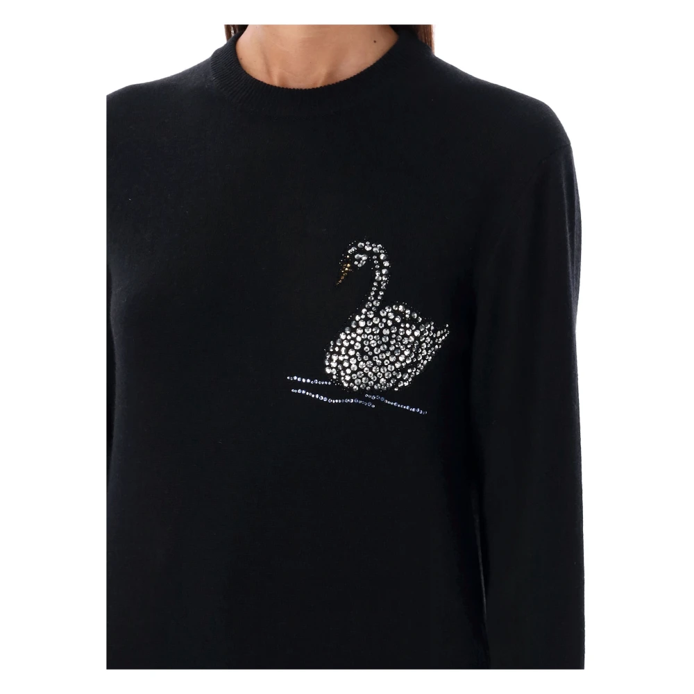Msgm Zwarte Crystal Swan Gebreide Kleding Aw24 Black Dames
