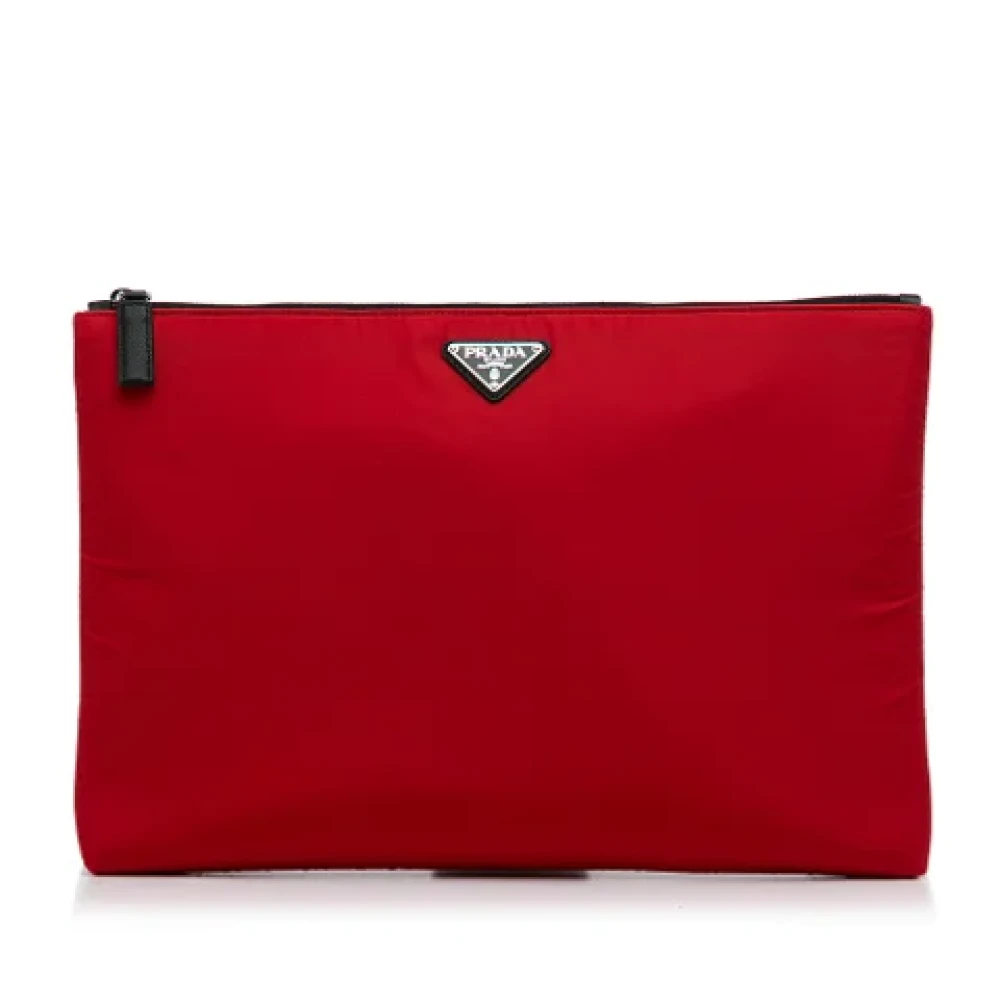 Prada Vintage Pre-owned Nylon clutches Red Dames