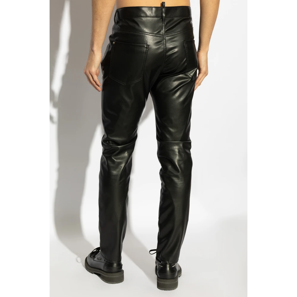 Dsquared2 Nep lederen broek Black Heren