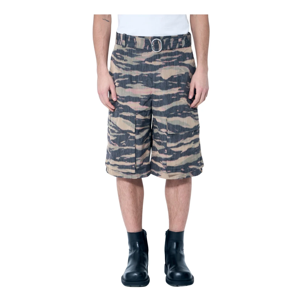 Jil Sander Men's Brown Belted Camo Shorts - Bermudas - L - Shorts