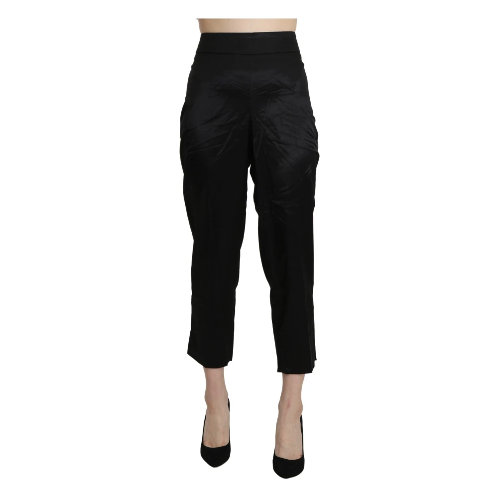 Bencivenga Elegant High Waist Cropped Trousers - Female - Cropped Trousers - Black - Xl - Trousers