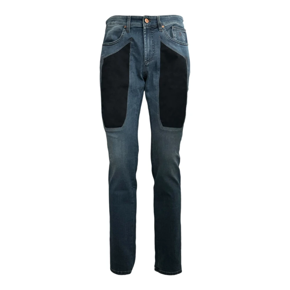 Jeckerson Slim Fit Alcantara Patch Jeans Blue, Herr