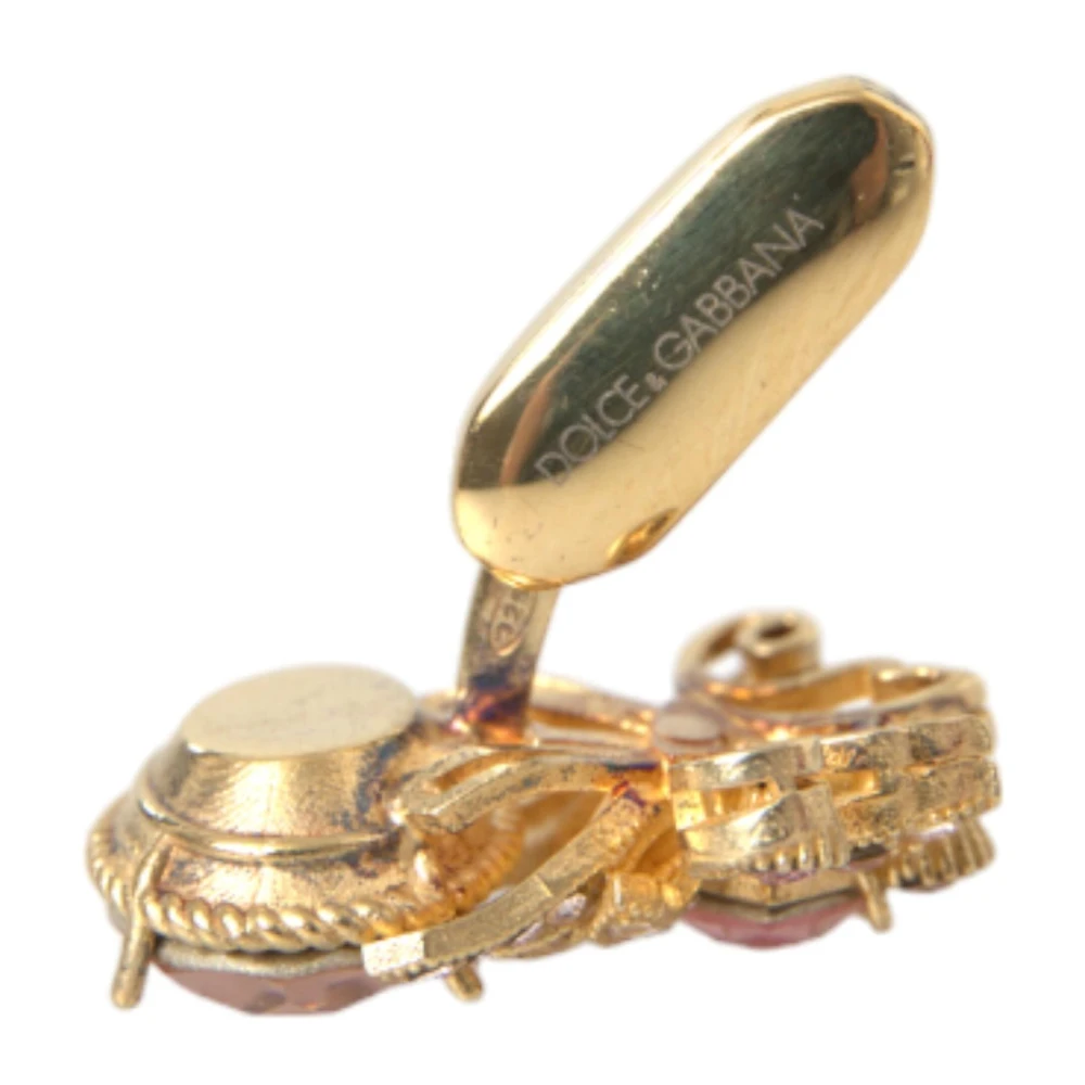 Dolce & Gabbana Kristallen manchetknopen met logodetails Yellow Heren